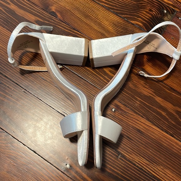 Lulus White Satin Ankle Strap Heels - Picture 3 of 6